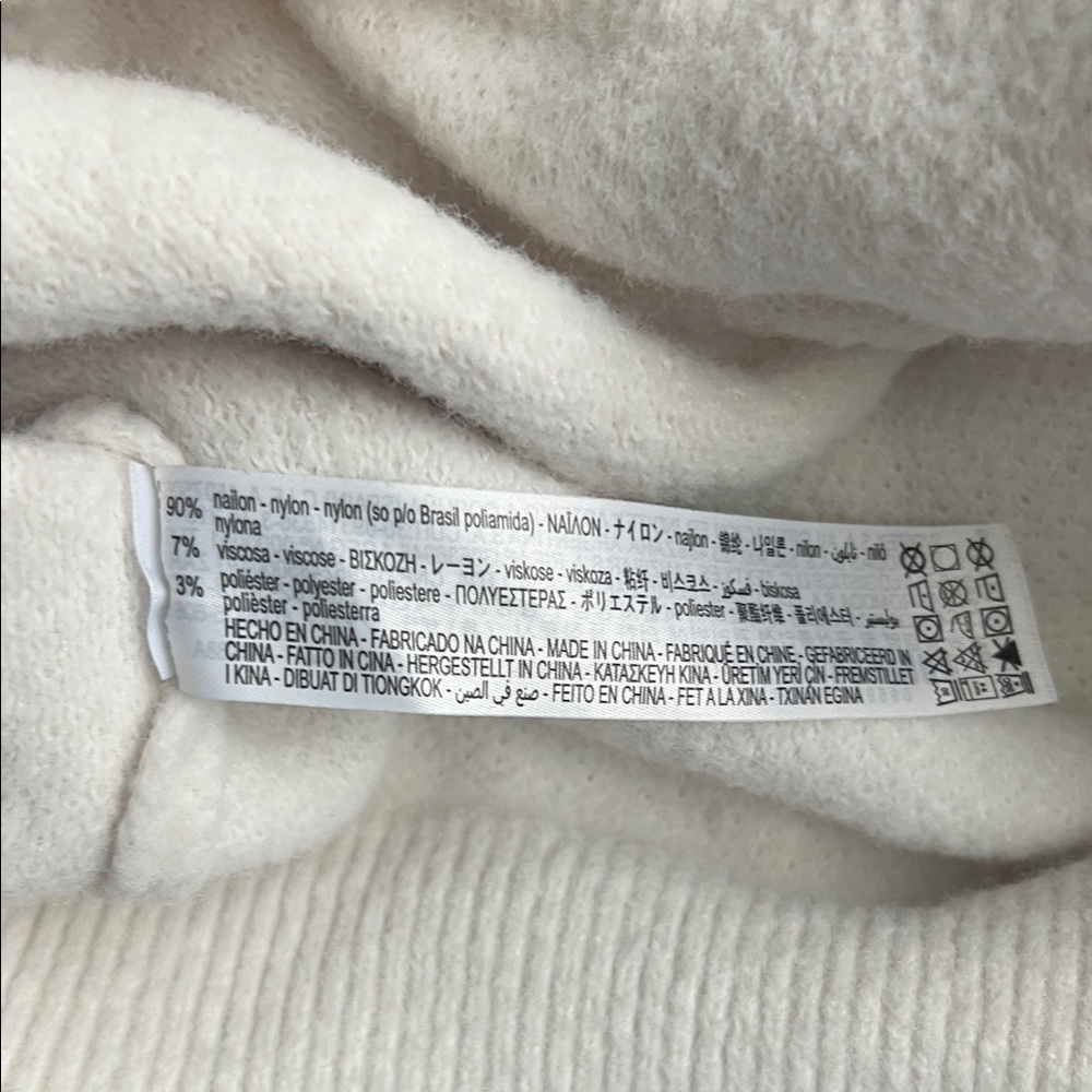 Zara Cozy Cream Cropped Hoodie ivory off white layer sweatshirt pullover medium - Picture 5 of 5